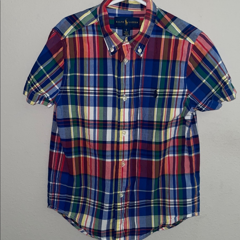 Ralph Lauren Boys Short-Sleeve Multicolor Plaid Button-Down Shirt